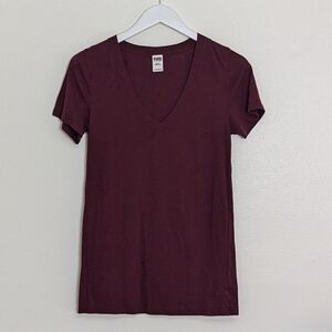 Victoria's Secret Pink Short Sleeve T-shirt Maroon Red Medium